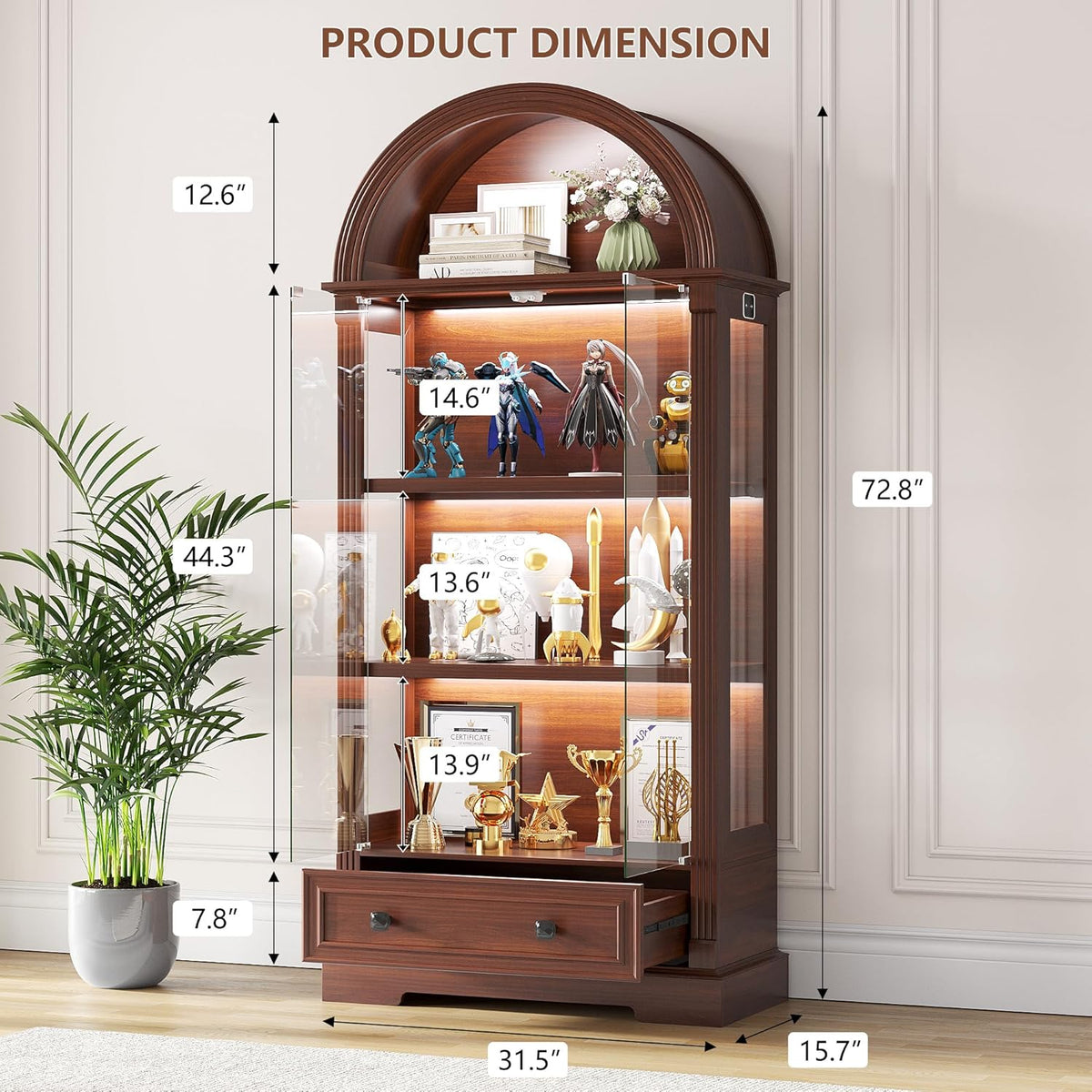 Dystler Curio Cabinet with Glass Doors & LED Lights