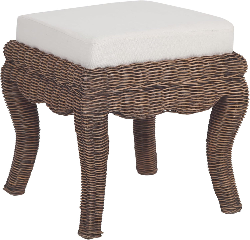 JONATHAN Y Rowan 19.7" Coastal Woven Rattan Vanity Stool, Black Wash