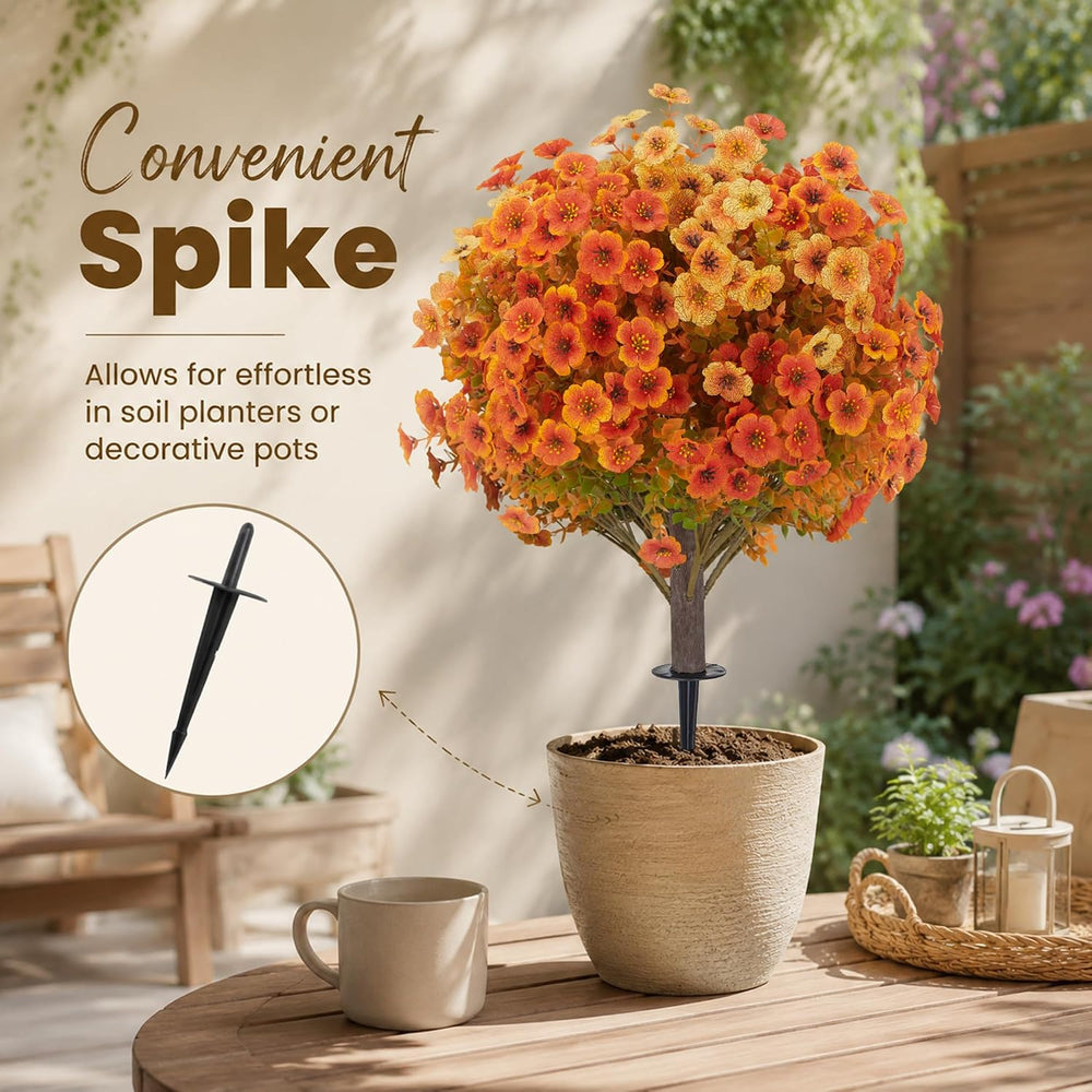 Set of 2 Artificial Fall Flower Topiary Balls, UV‑Resistant Faux Autumn Flora...