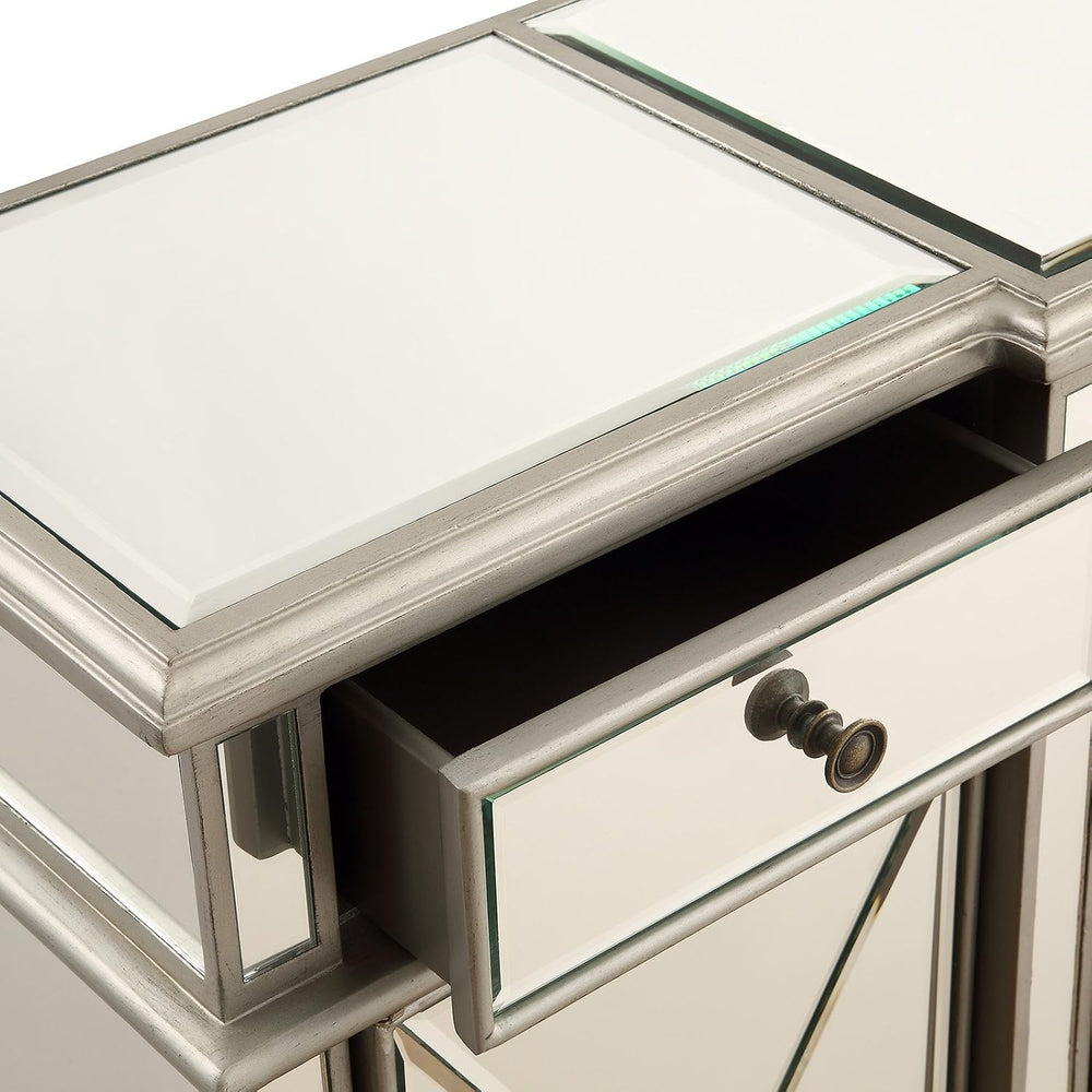 Elegant Lighting 3 Drawer 4 Door Cabinet in Silver Clear 60" x 14" ...