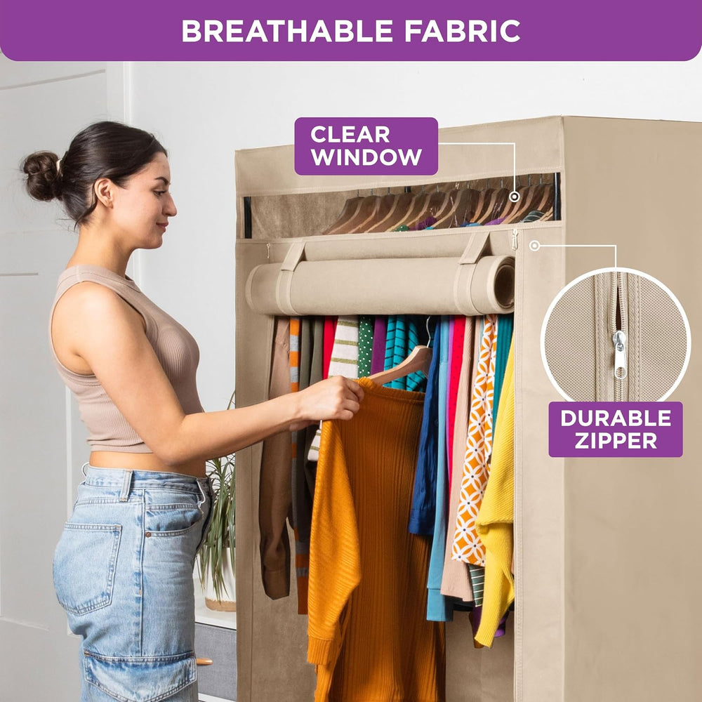 HOLDN’ STORAGE Portable Wardrobe Closet, 50 LBs Large Capacity