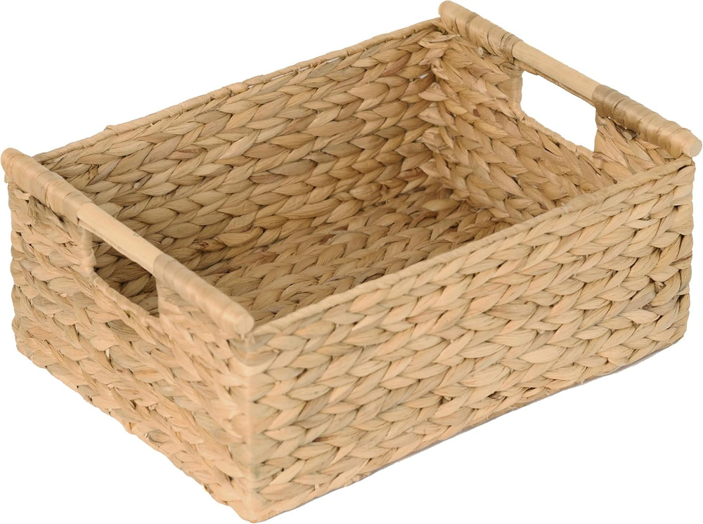 VATIMA Extra Large Wicker Basket Rectangular with Wooden Handles for Shelves,...