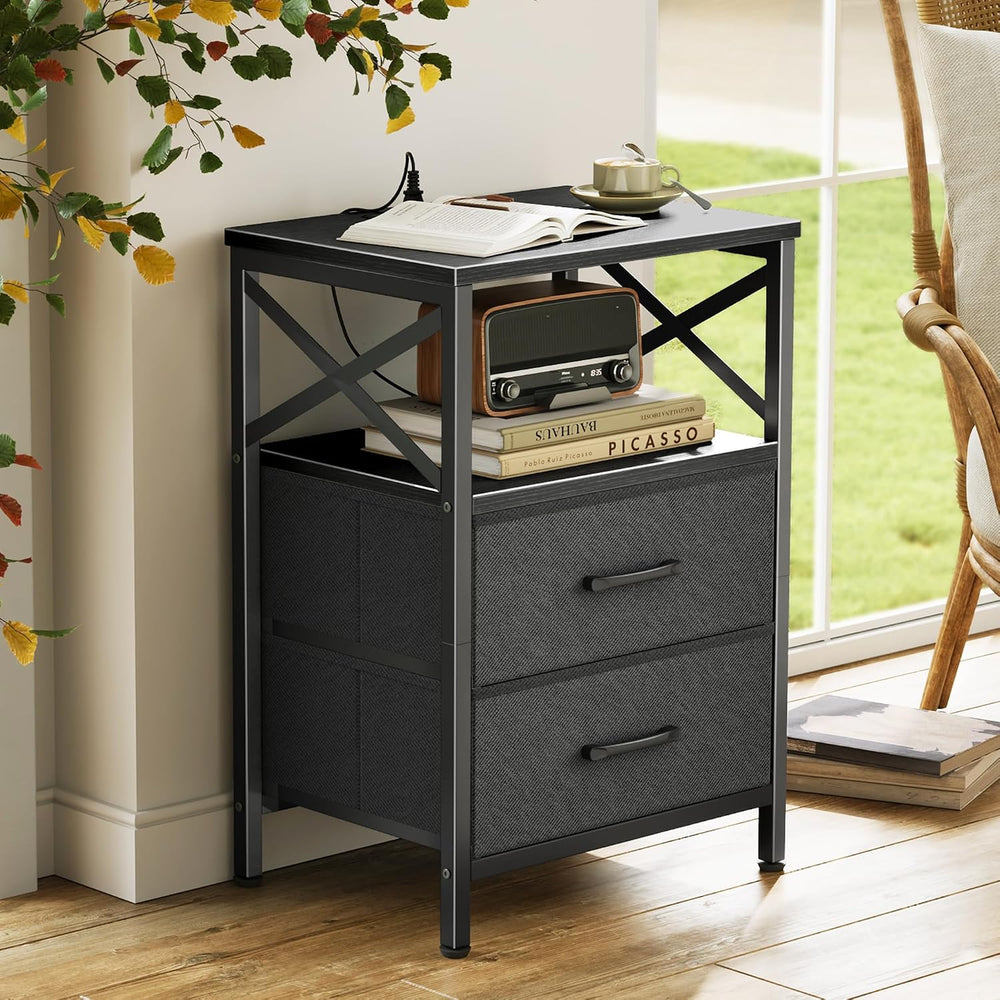 Huuger Night Stand with Charger Station, USB-C Port, End Table