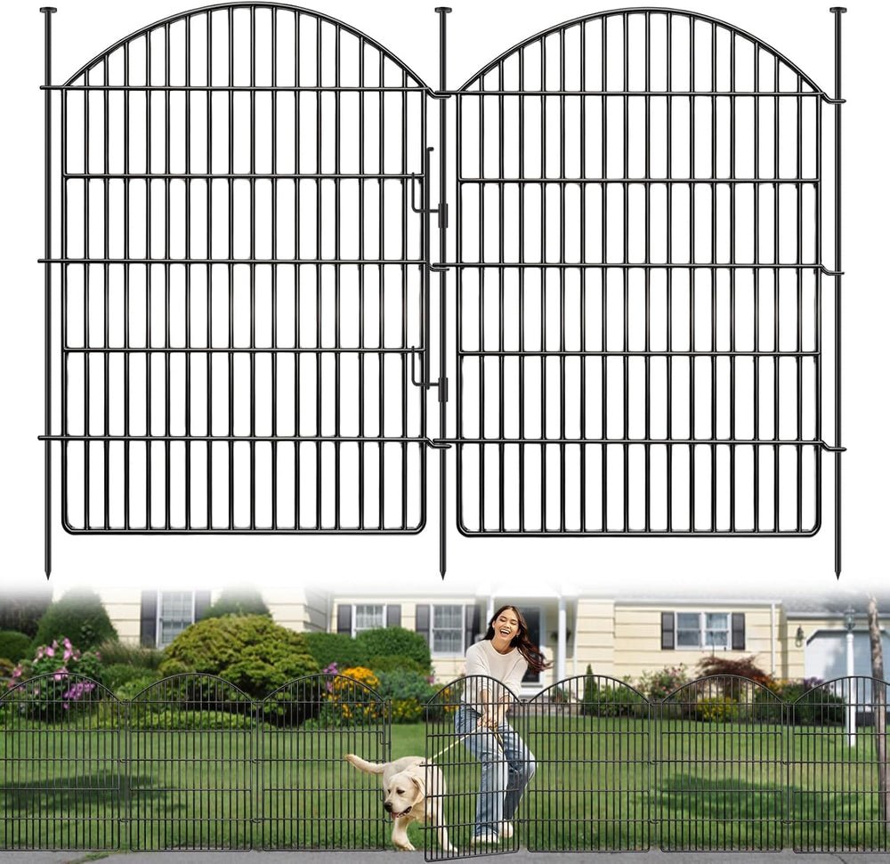 15 Panels Decorative Garden Fence with Lock, 40in (H) X 36.25ft (L) No Dig Do...