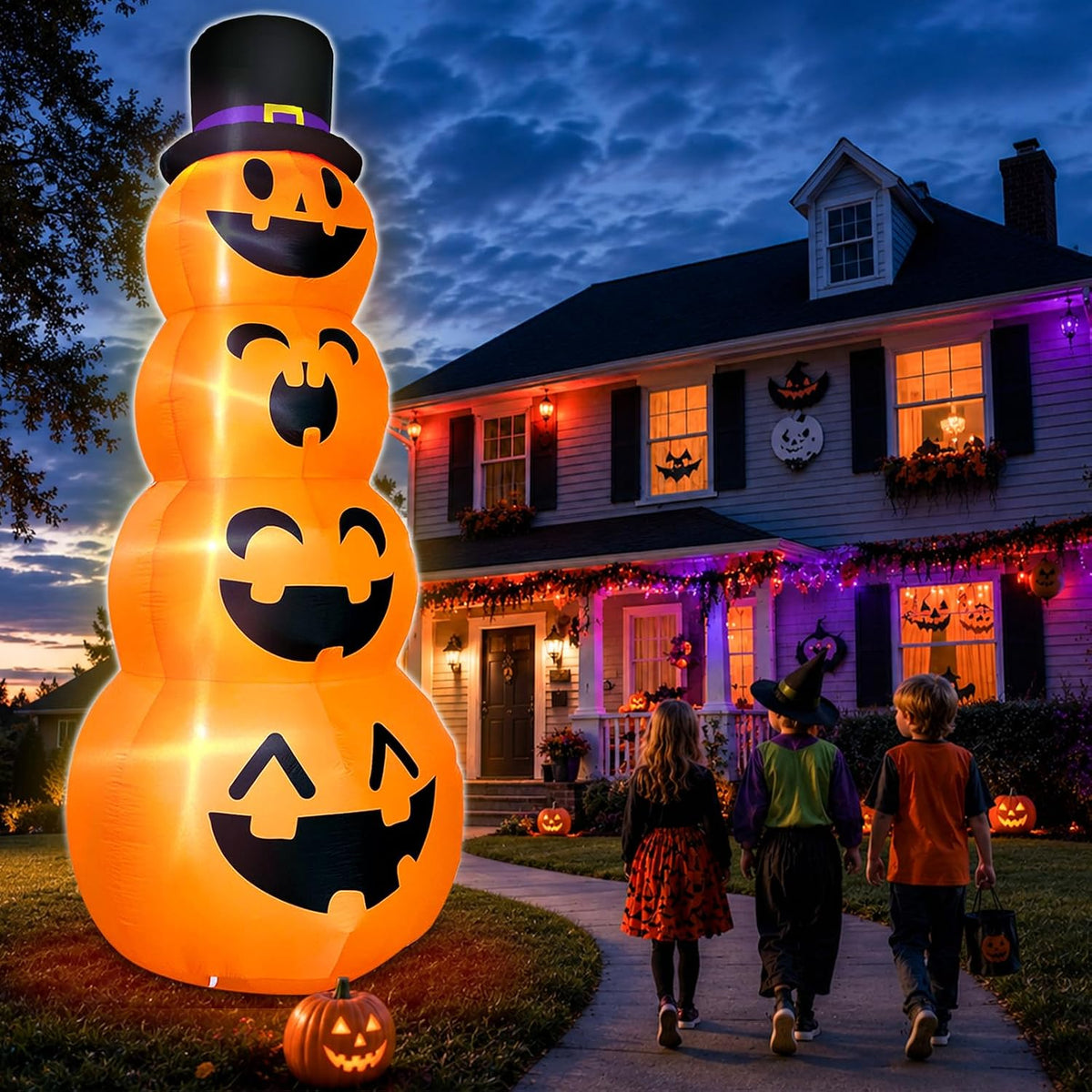 TURNMEON 12FT Giant Witch Pumpkin Halloween Inflatables Decorations Outdoor