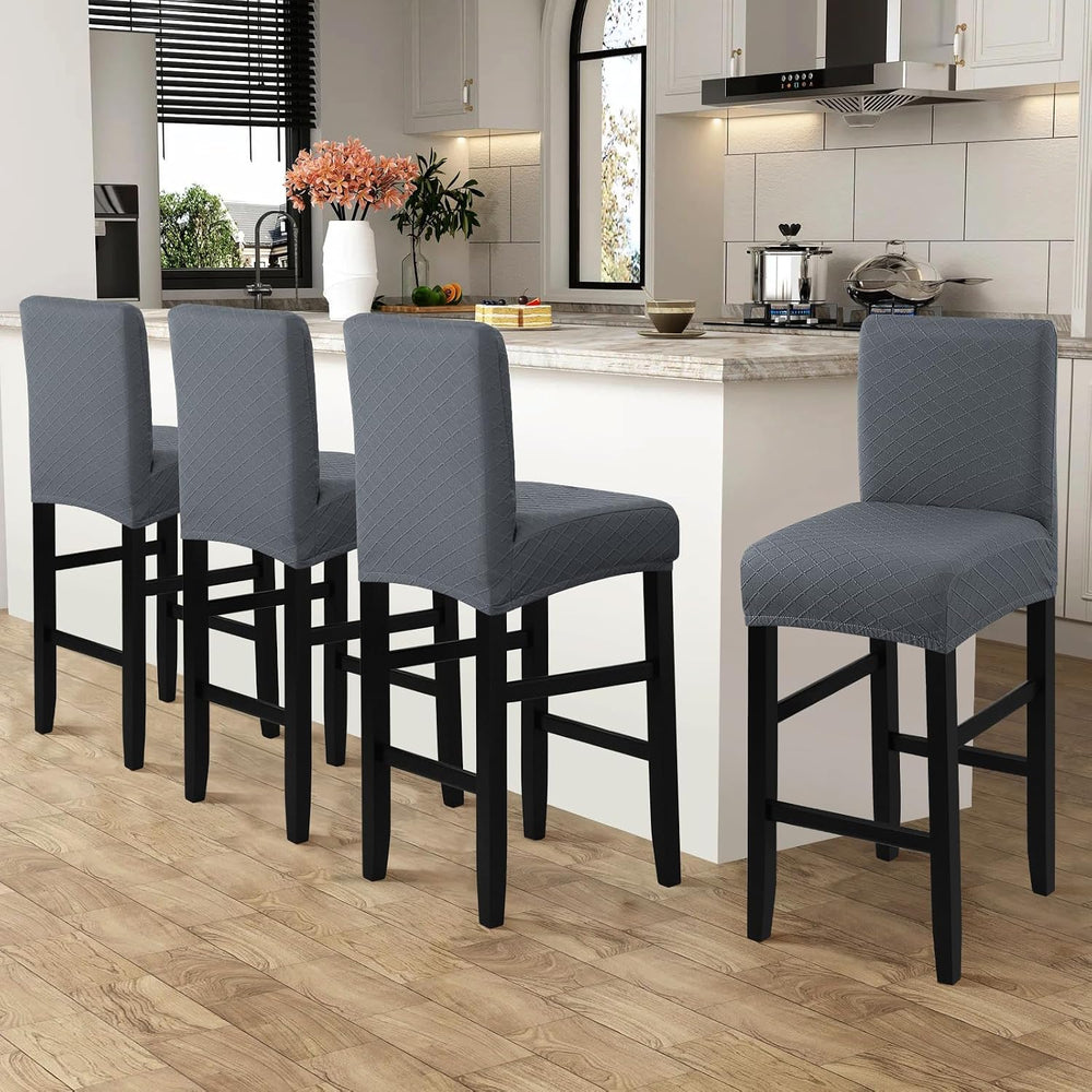 Fuloon Waterproof Barstool Covers Chair Slipcovers, Grey, 4 Pack