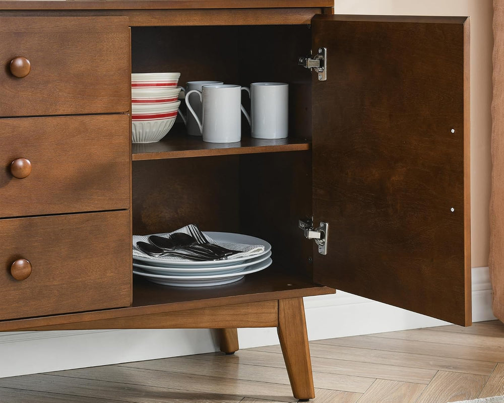 LKTART 47" Real Wood Veneer Sideboard Buffet Cabinet with Storage Drawers