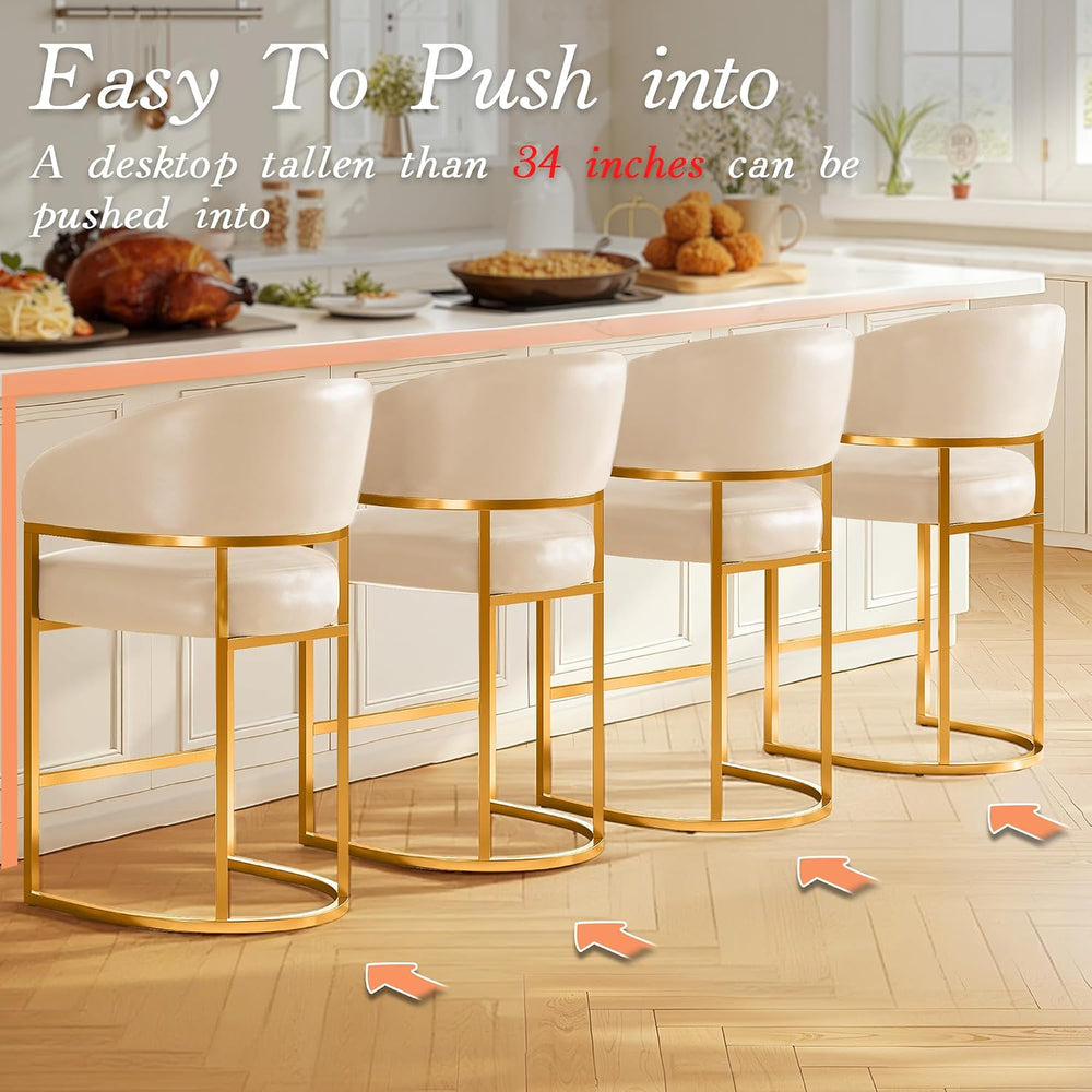 Modern Counter Height Bar Stools,Bar Stools Set of 4,Faux Leather Upholstered...