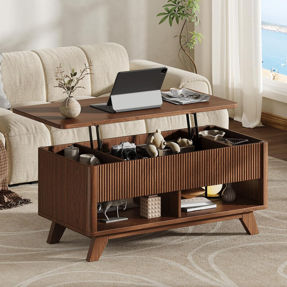 ONBRILL Farmhouse Lift Top Coffee Table, Mid-Century Modern Coffee Table