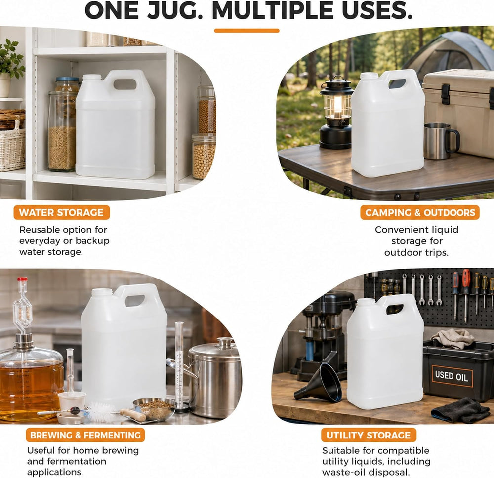 2.5 Gallon Water Jugs & Oil Containers |HDPE Carboy Water Container |7-Pack