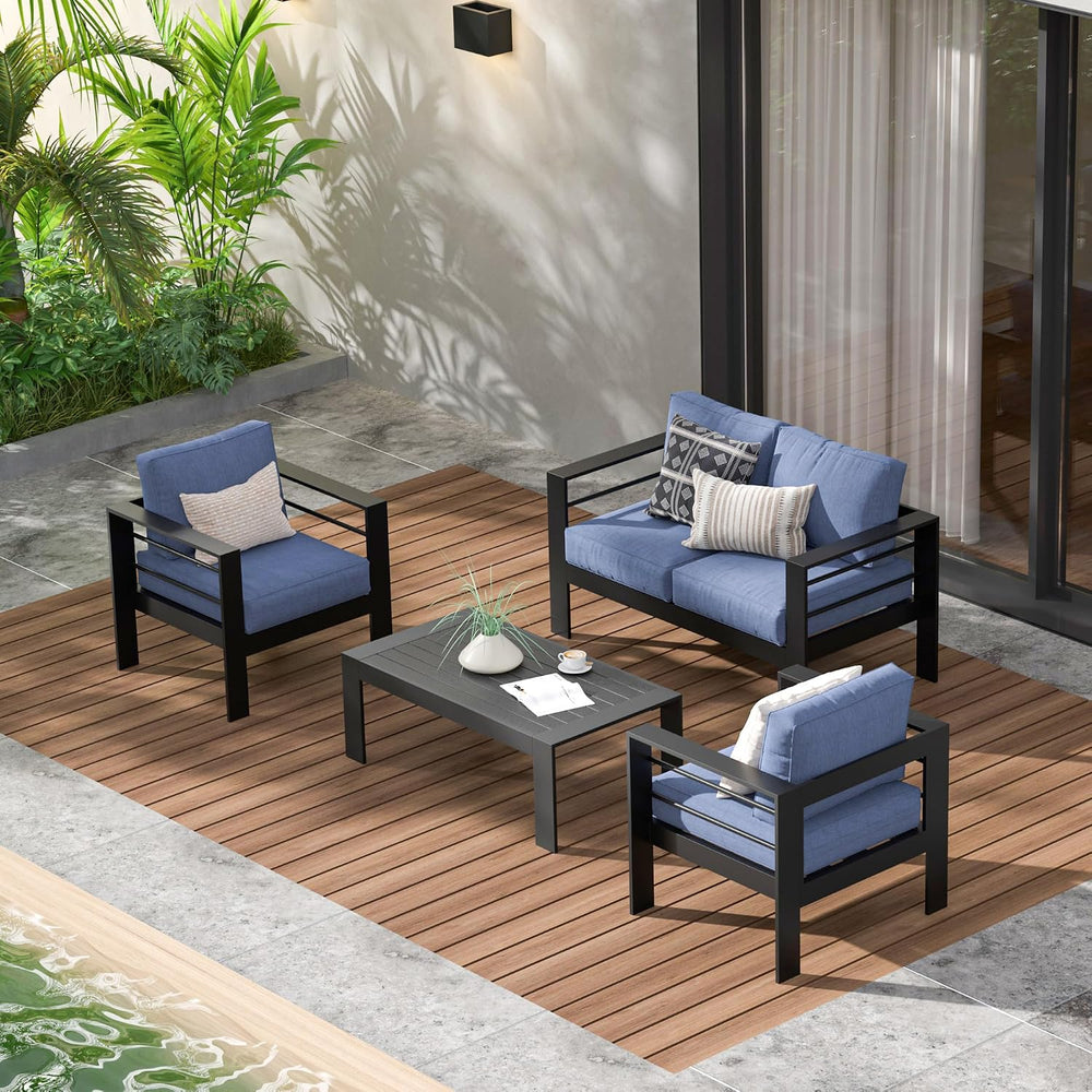 Wisteria Lane Aluminum Patio Furniture Set for All Weather, Oversized Metal O...