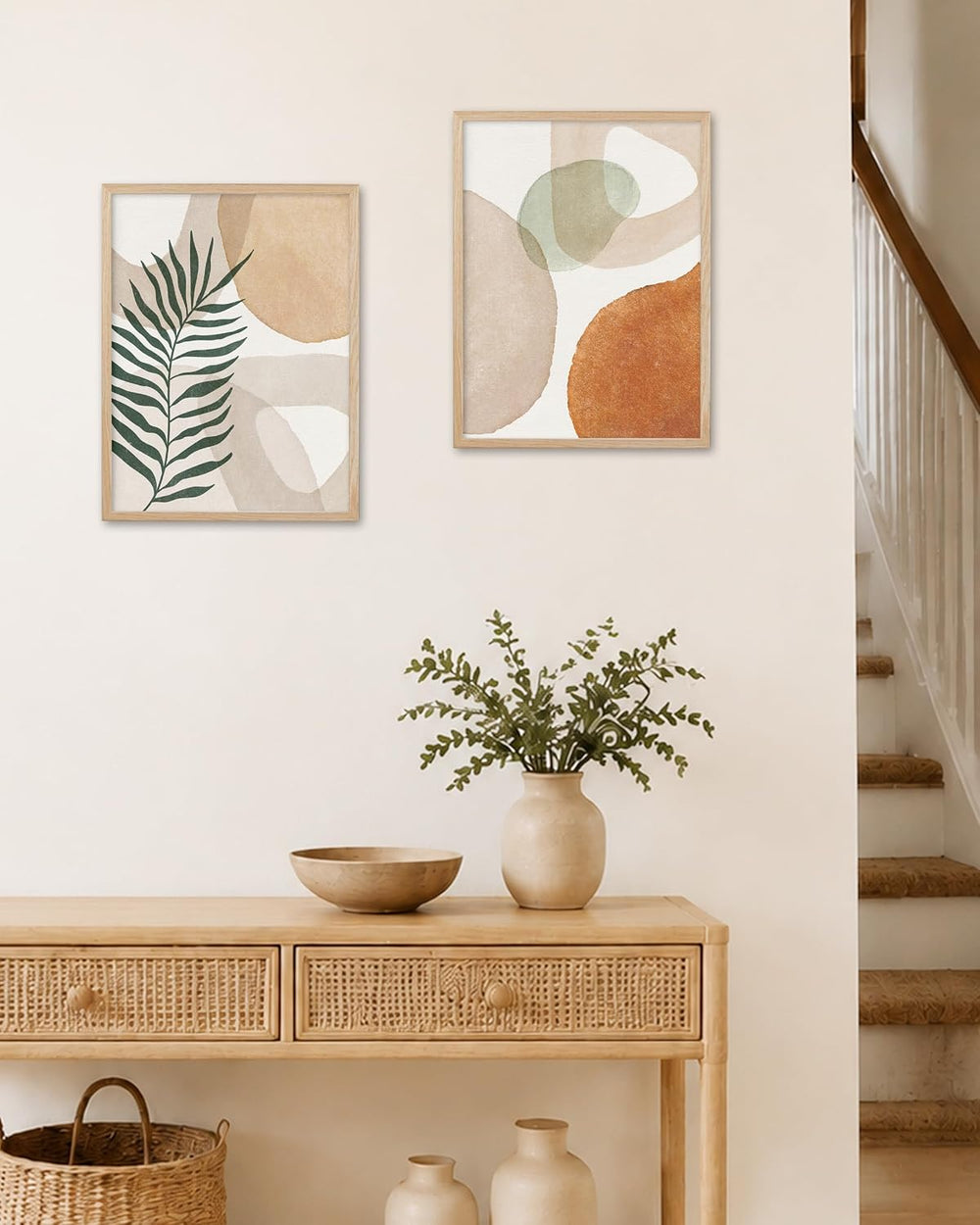HesenDot Natural OAK Wood Organic Botanical Leaf Framed Wall Art,12x16in