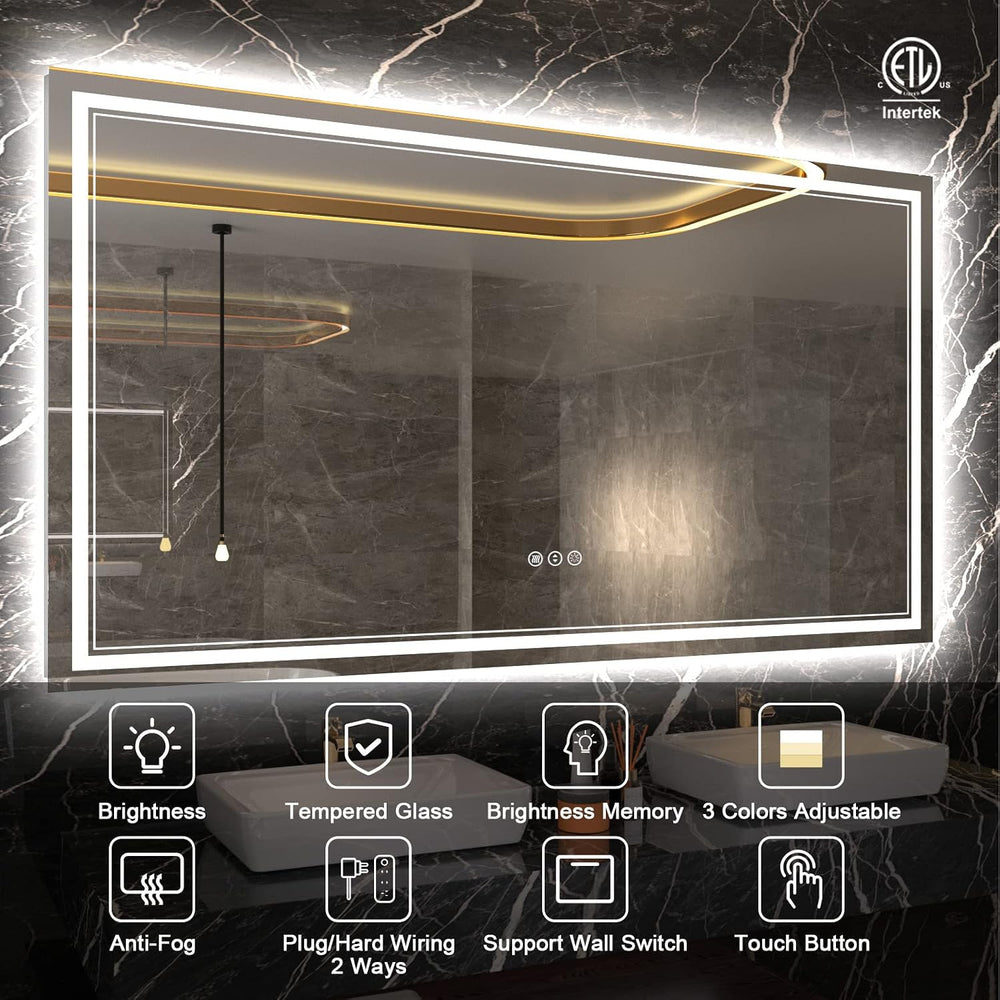 60x36 Inch LED Bathroom Mirror with Lights