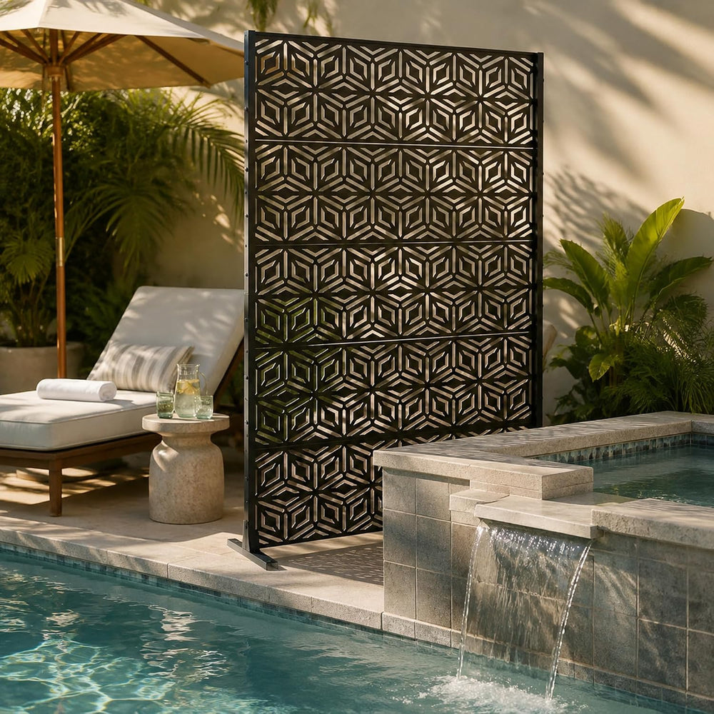 Privacy Screen Outdoor, 72"x44" Room Divider 5-Panel, Freestanding