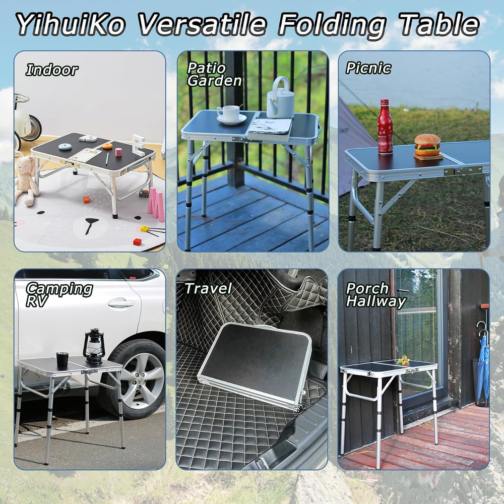 YihuiKo Folding Camping Table with Storage Net, Lightweight Portable Table