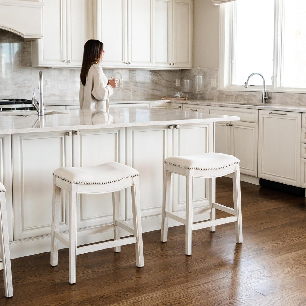 Maven Lane Adrien Backless Counter Stool, Cream, 26"