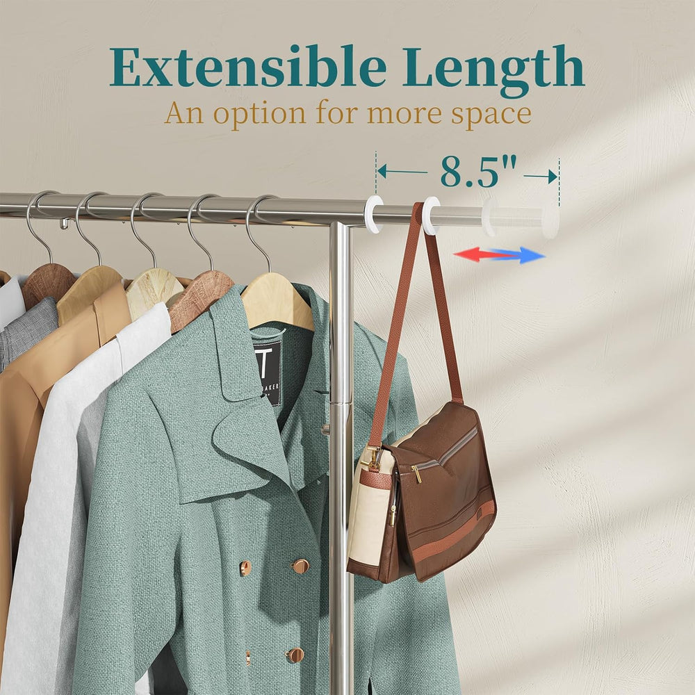 Simple Trending Clothing Garment Rack, Extendable Clothes Organizer, Chrome