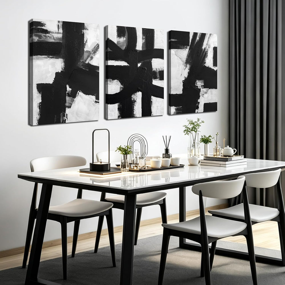 MXUNYZ Black and White Abstract Canvas Wall Art for Living Room
