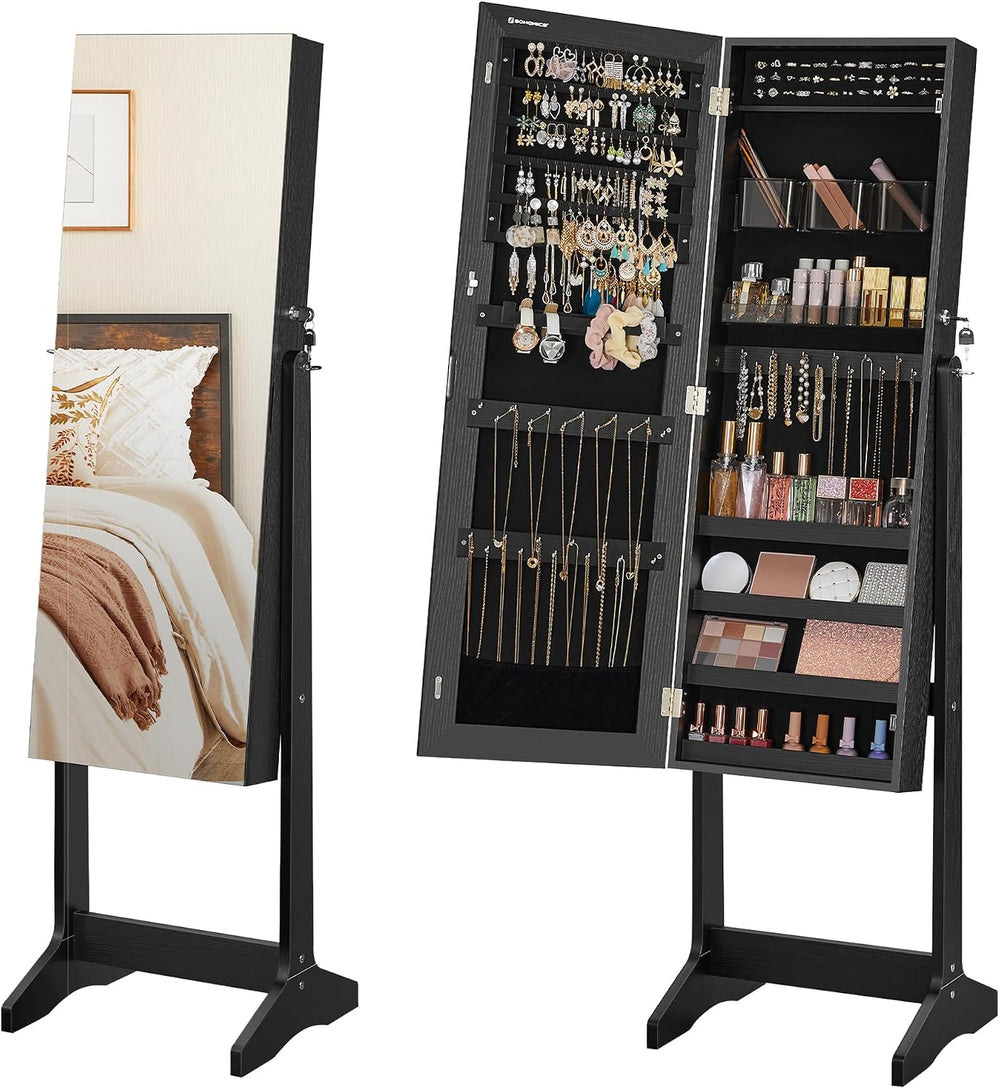 SONGMICS LED Jewelry Cabinet Standing, Lockable Armoire