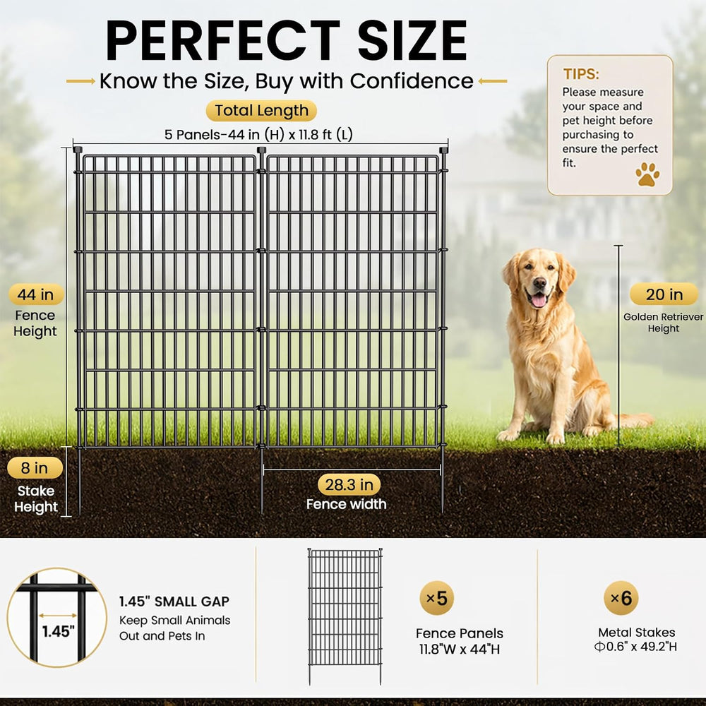 No Dig Garden Fence, Dog Fencing Outdoor for Yard, 5 Panels