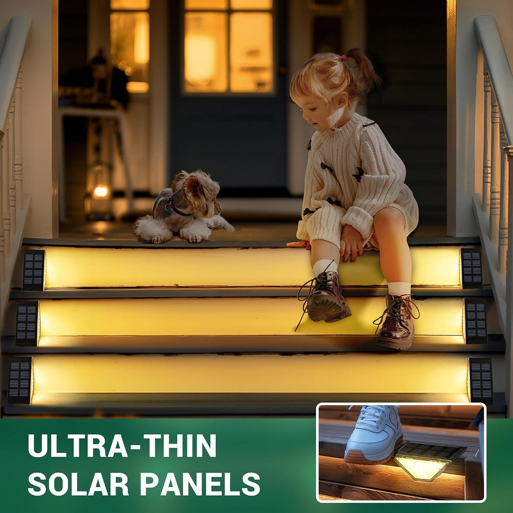 PATIOWIN Solar Step Lights for Outside,24 LEDs Solar Stair Lights Waterproof ...