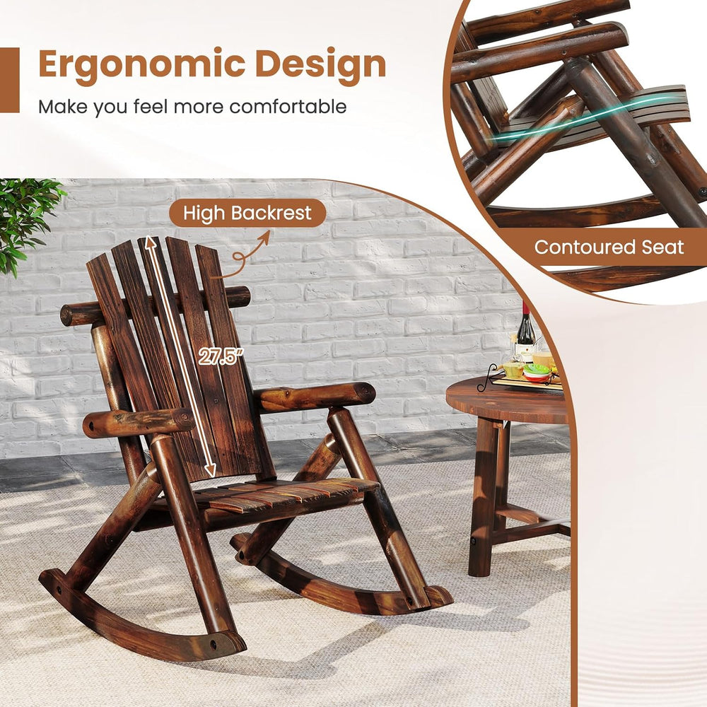 Tangkula Wood Outdoor Rocking Chair, Solid Fir & Pine Wood, 1-Person (1)