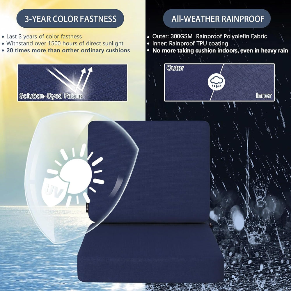 Favoyard Outdoor Deep Seat Cushion Set, 22 x 22 Inch, Blue