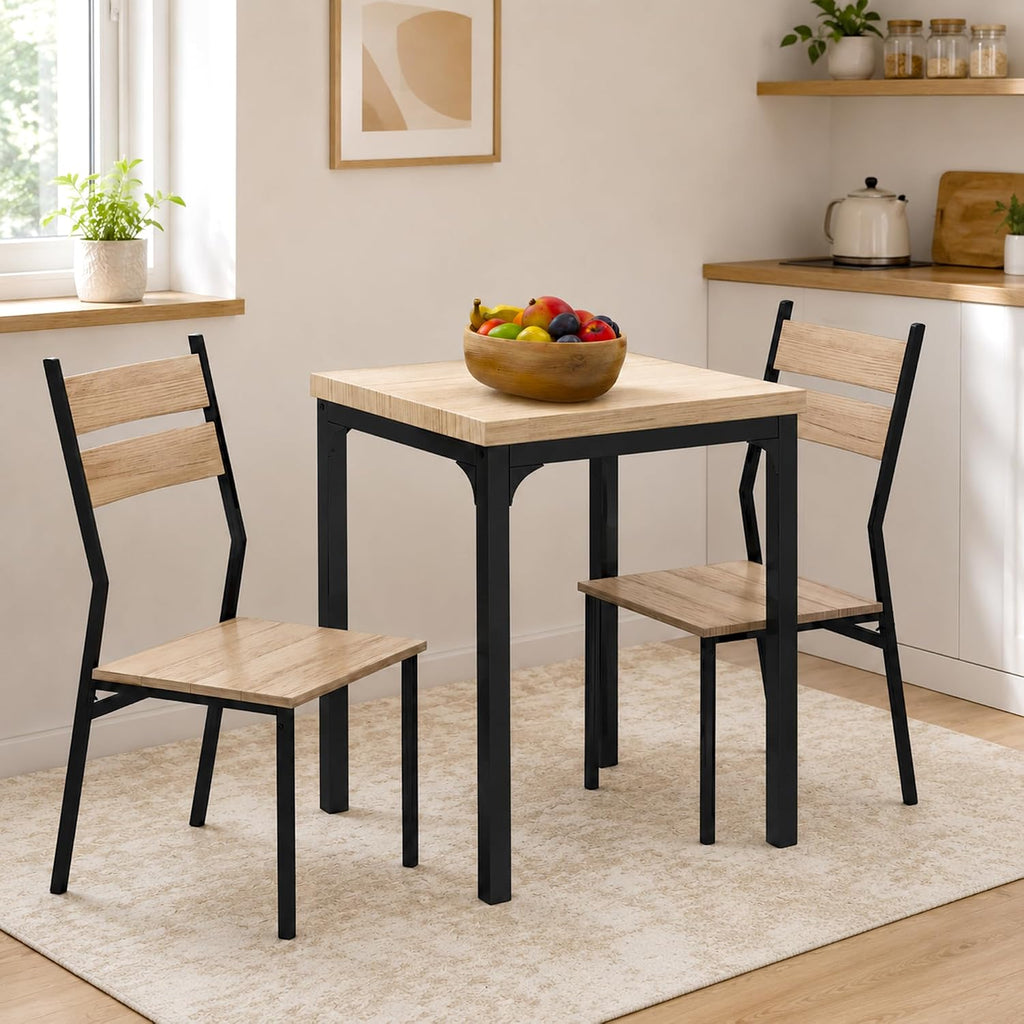 HOMCOM Dining Table Set for 2, Dining Room Set, 3 Piece, Light Wood Grain