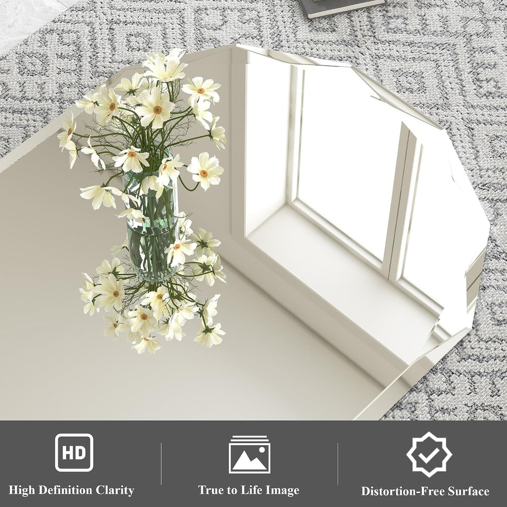 Krymnar 48 x 30 Inch Beveled Oval Bathroom Mirror, Frameless Wall Mirror