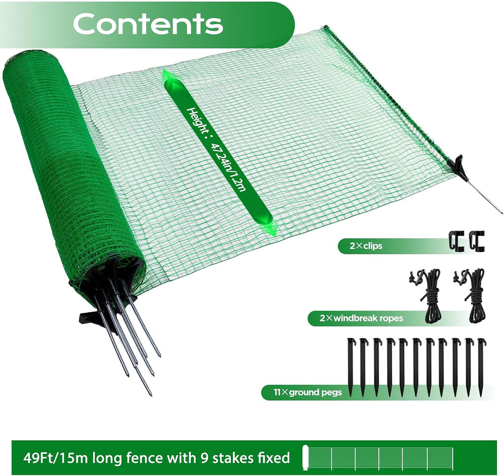 Temporary Fence with Posts,4'x50' Safety Barrier for Dog Snow Plastic...
