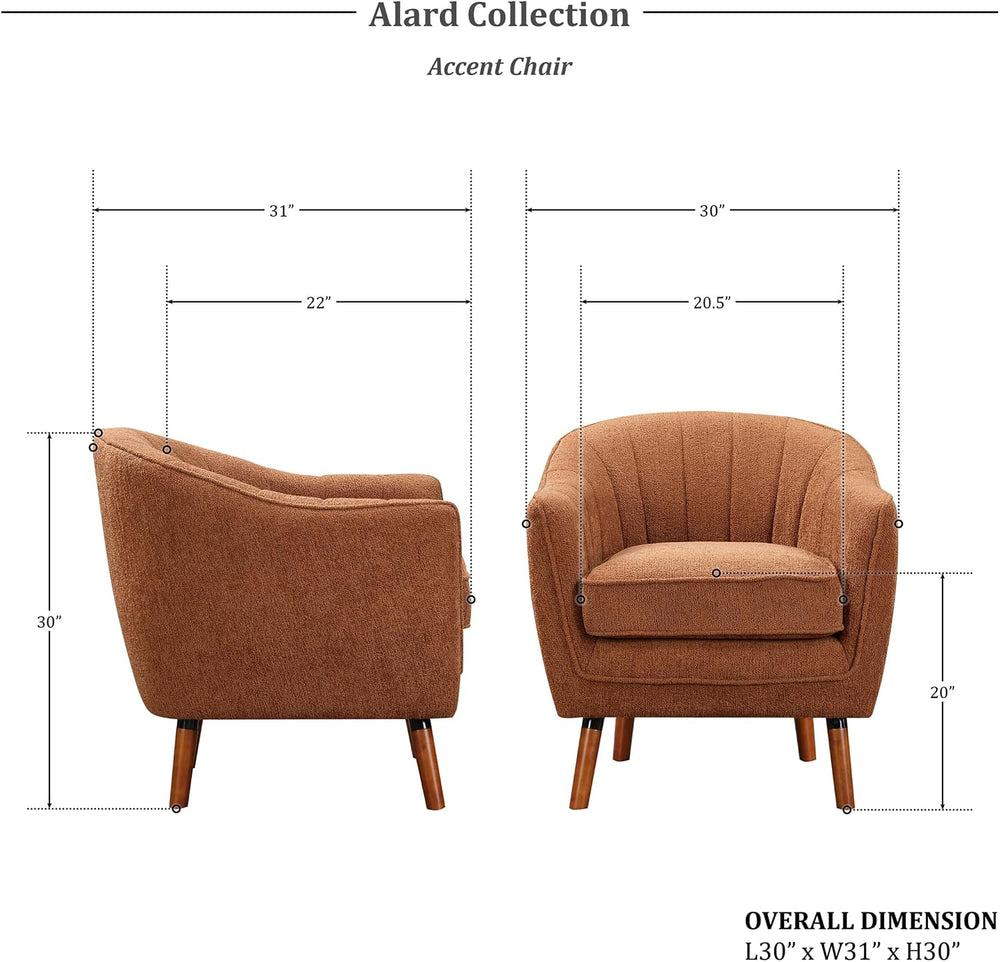 Lexicon Alard Tufted Fabric Barrel Accent Chair, Rust
