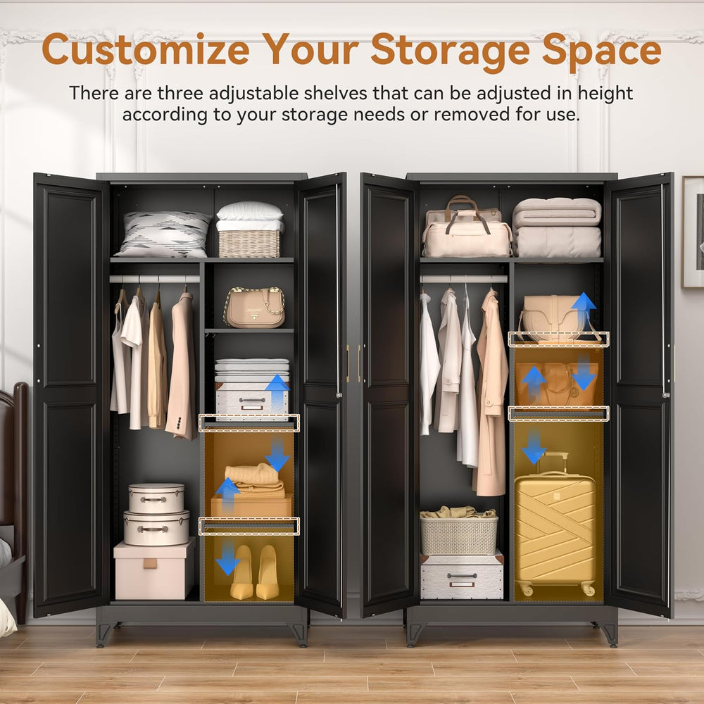 Polup 71" Tall Metal Armoire Wardrobe Closet with Lock