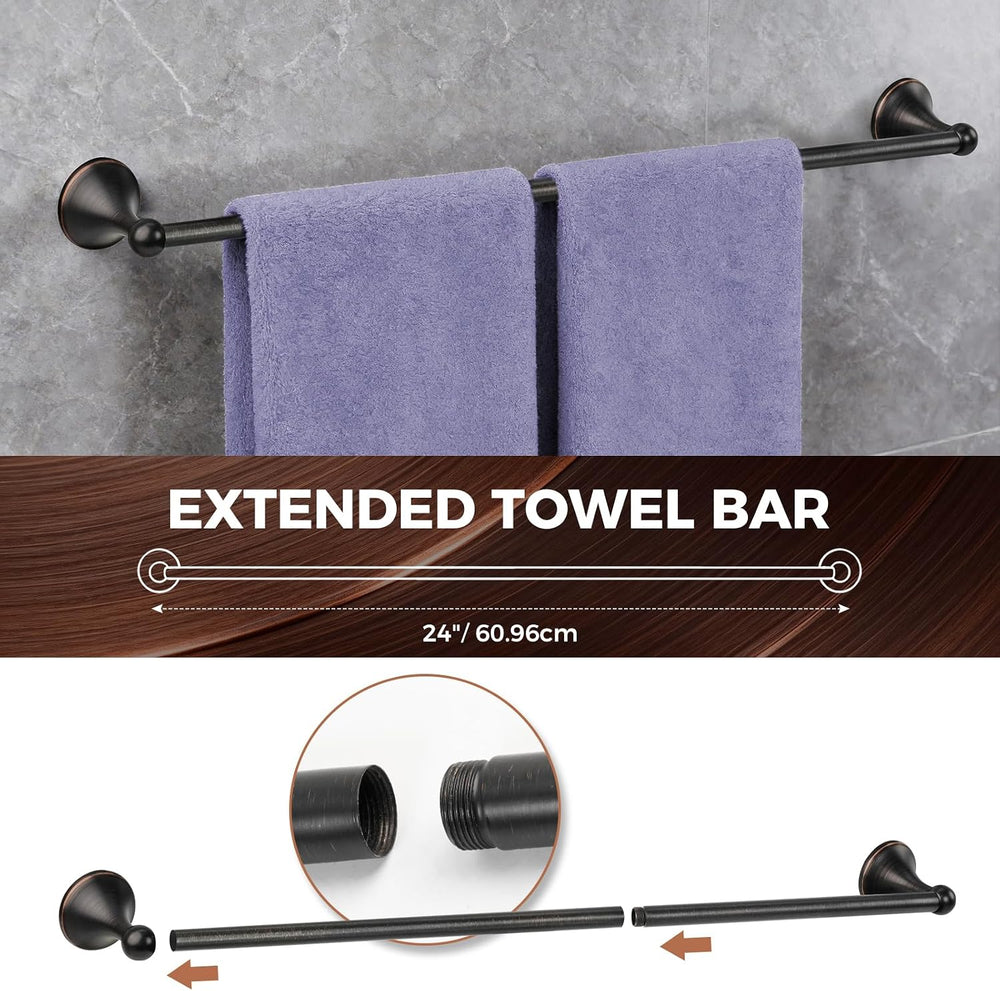 Bathroom Towel Bar Accessories Set，Oil Rubbed Bronze Bathroom Hardware Set, I...