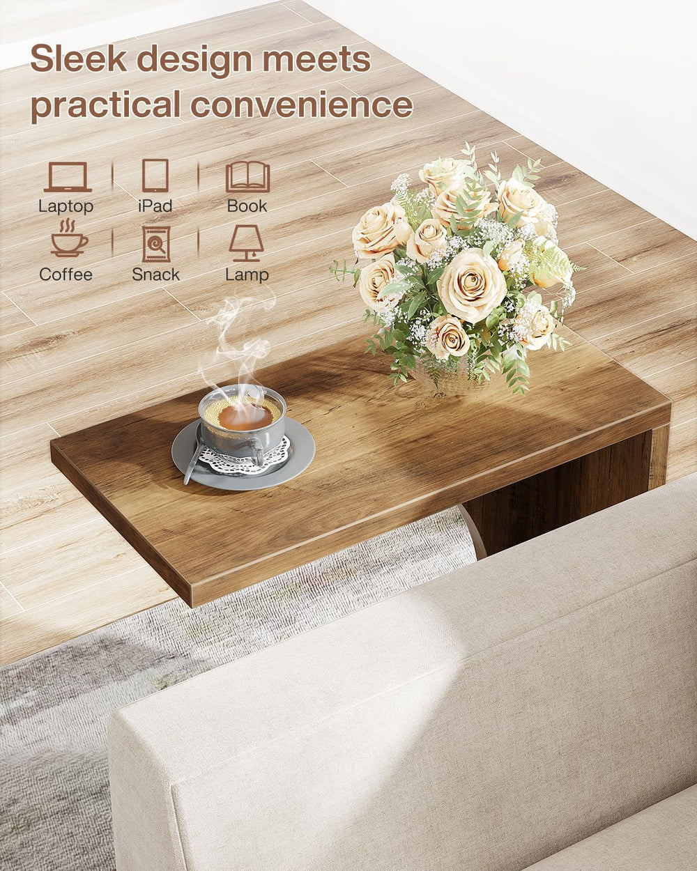 Tribesigns C-Shaped End Table for Couch, Sofa Side Table, C Table for Small S...