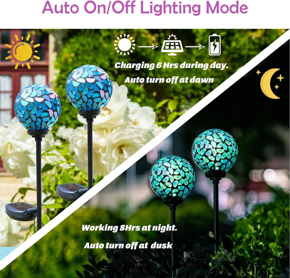 Afirst Solar Outdoor Decorative Light, Mosaic Stake for Yard Decor, 3.5"
