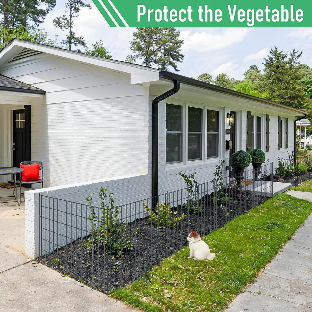 10‑Panel No‑Dig Garden Fence, 24" H x 20'L Outdoor Dog Barrier