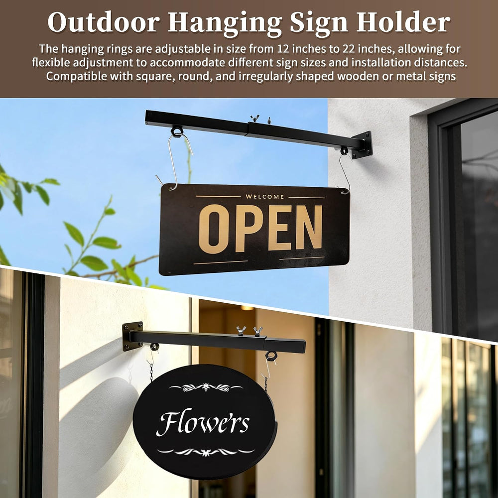 Hanging Sign Bracket 18.9-27.5Inch Adjustable Metal Wall Sign Hanger Holder