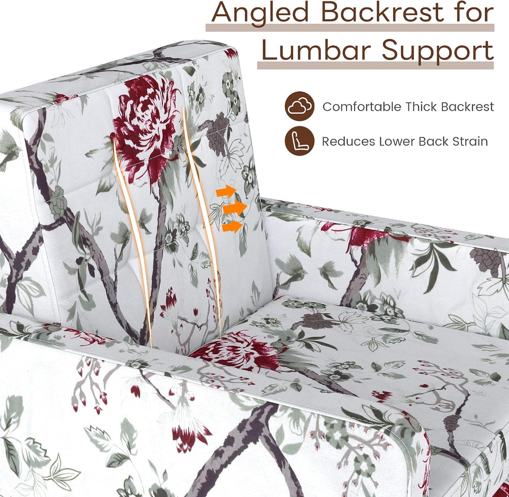 Accent Chair for Living Room Set of 2, Cozy Armchair, Red Floral