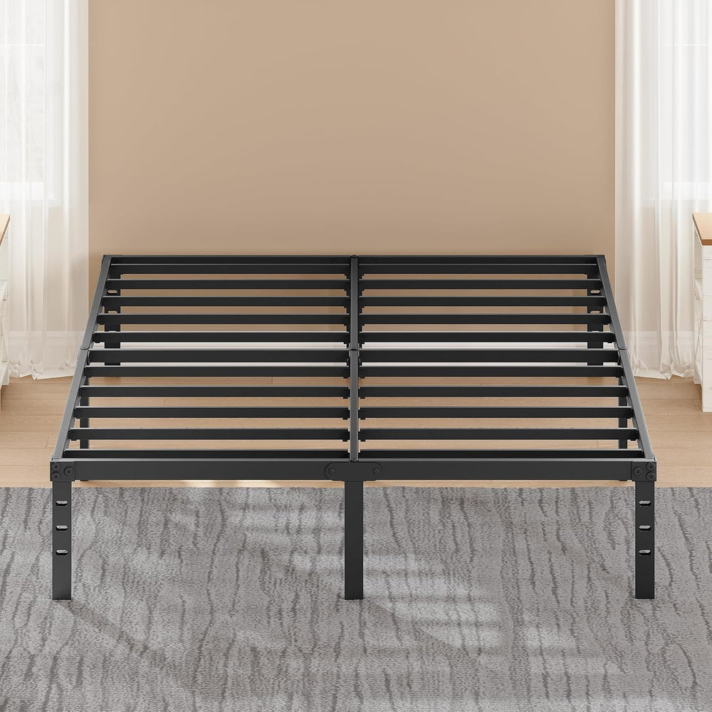 Queen Metal Bed Frame, 14", Storage, No Box Spring, Easy Assembly, Black