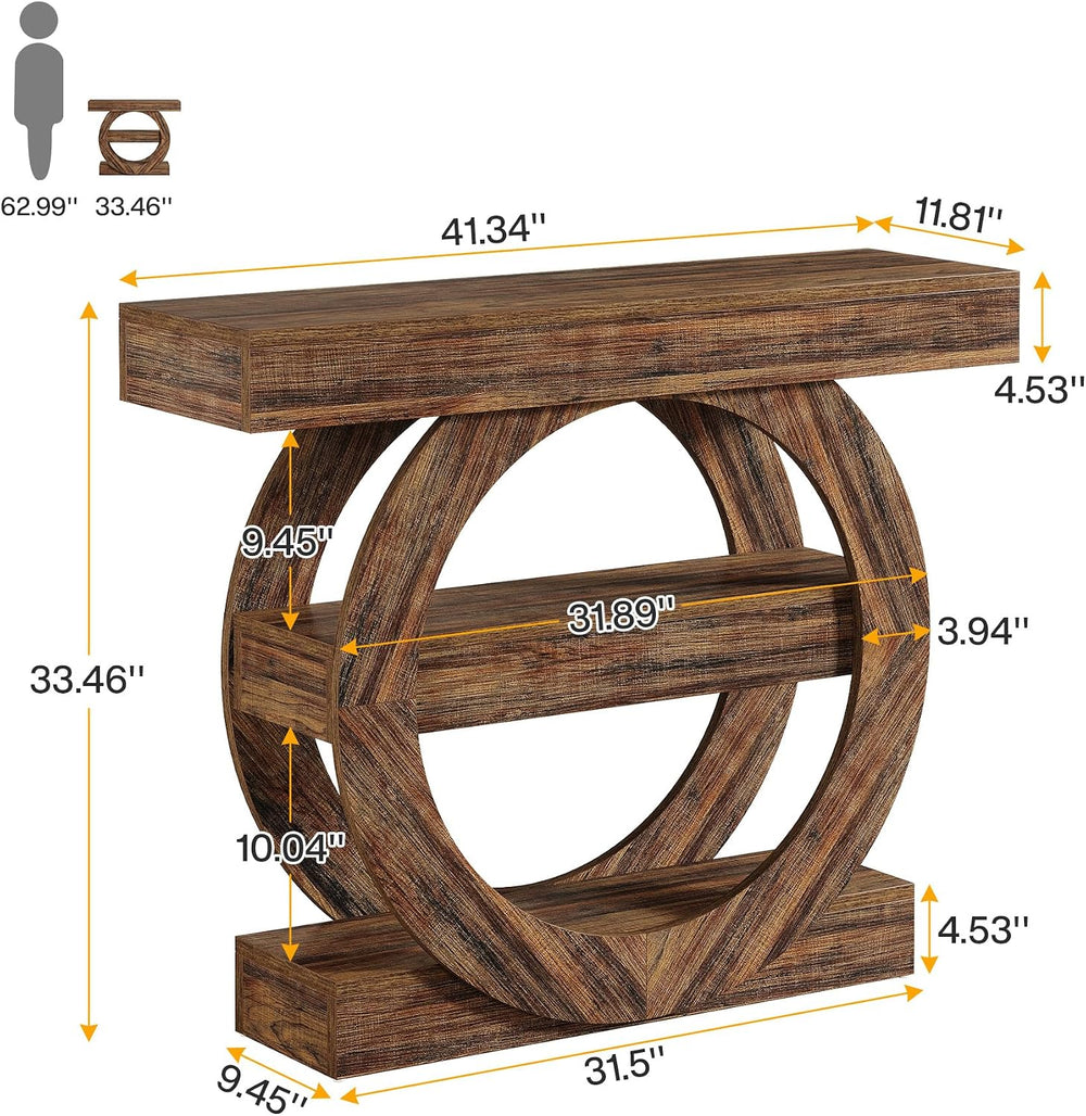 Tribesigns 41-Inch Entryway Table with Storage, 3-Tier Farmhouse Console Tabl...