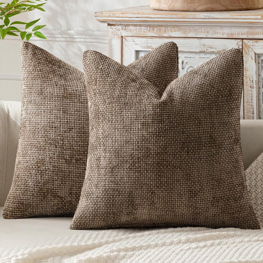 MIULEE Decorative Brown Euro Sham Pillow Covers 24x24 Inch 2 Pack