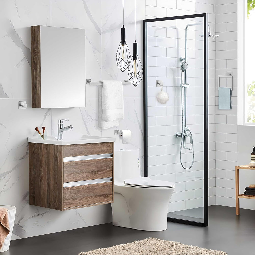 Herogo Bathroom Accessories Set, 23.5 Inch 5 Pieces Brushed Nickel Bathroom H...