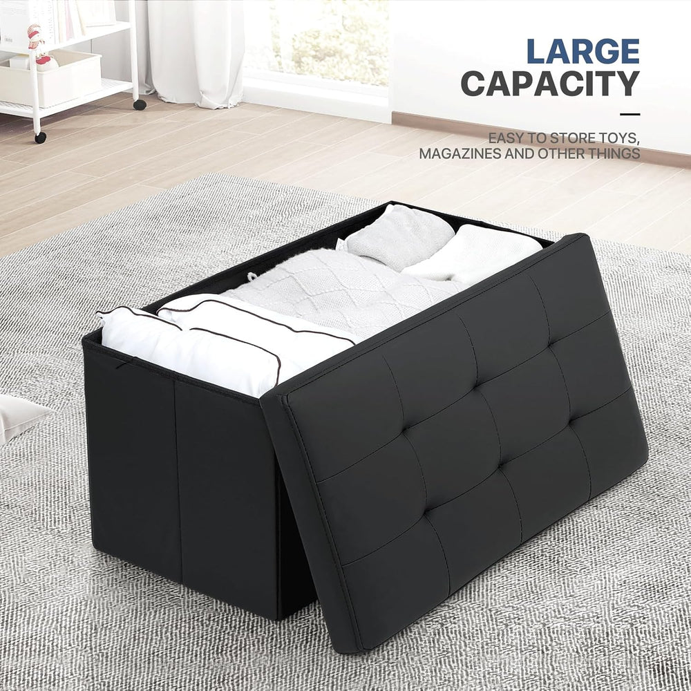 MoNiBloom 30 Inch Storage Ottoman Bench, 24 Gal. Folding Ottoman Footrest, En...