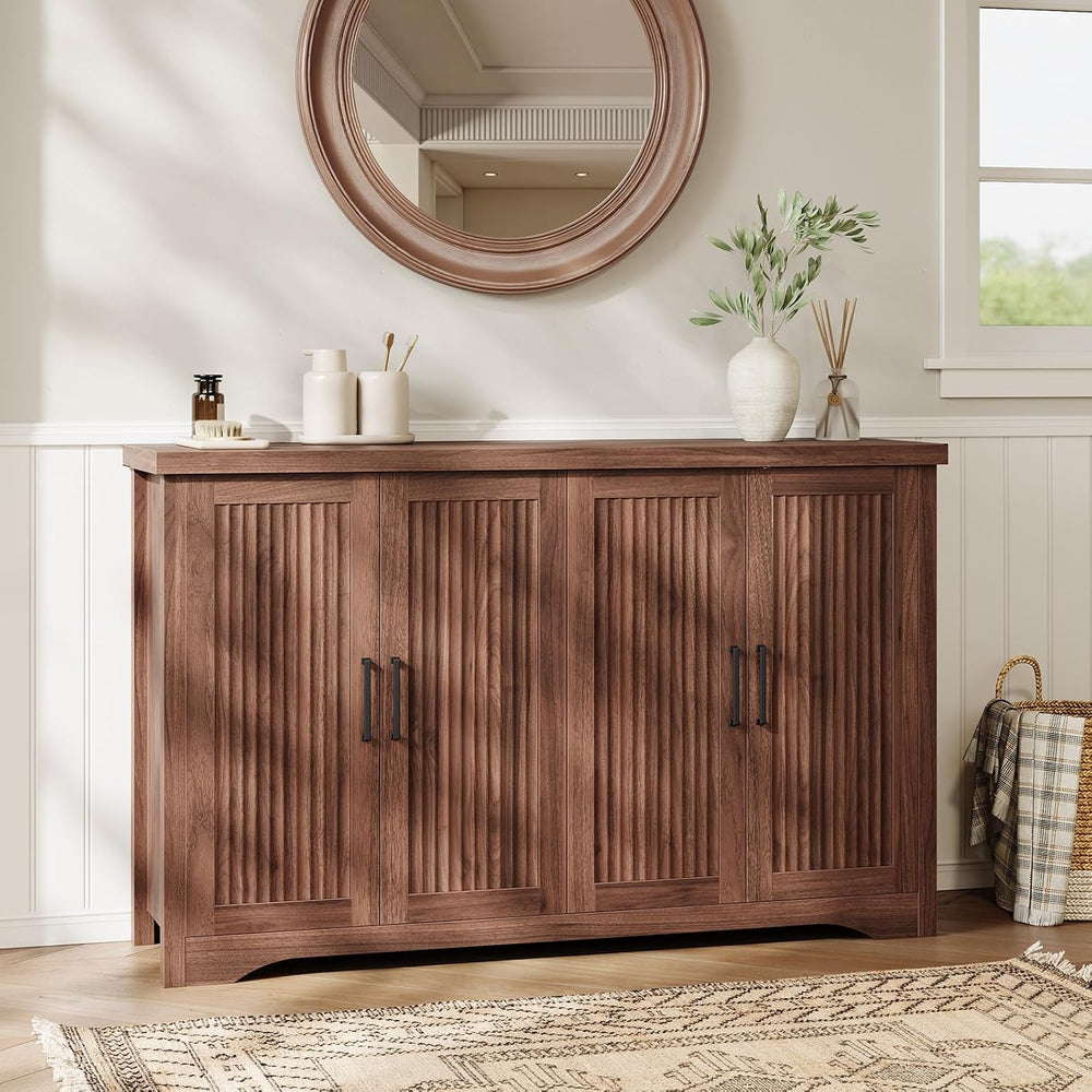 Memobarco 55" Fluted Sideboard Buffet Cabinet with Storage,Walnut