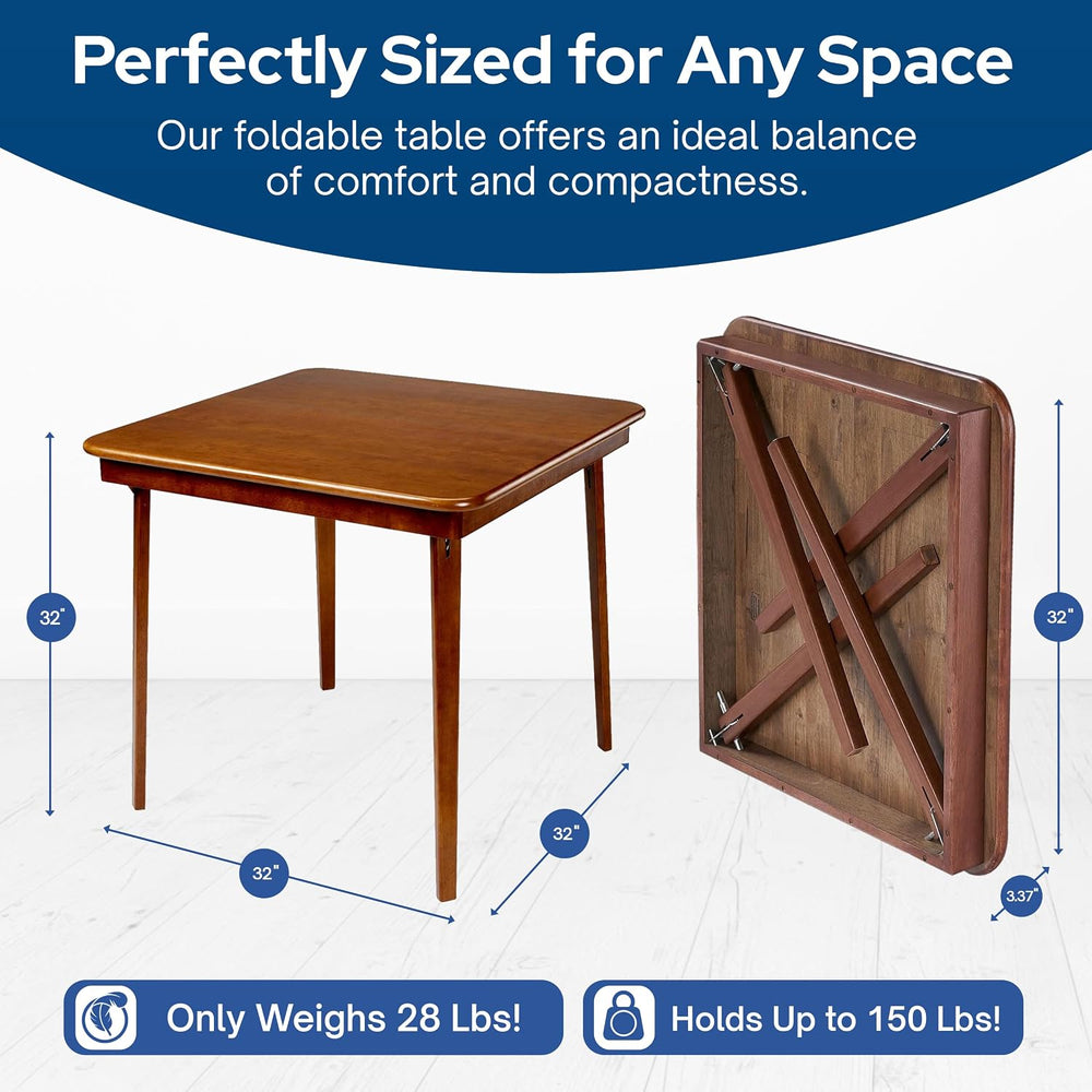 Stakmore Classic Straight Edge Square Wood Folding Table, 32 in, Fruitwood