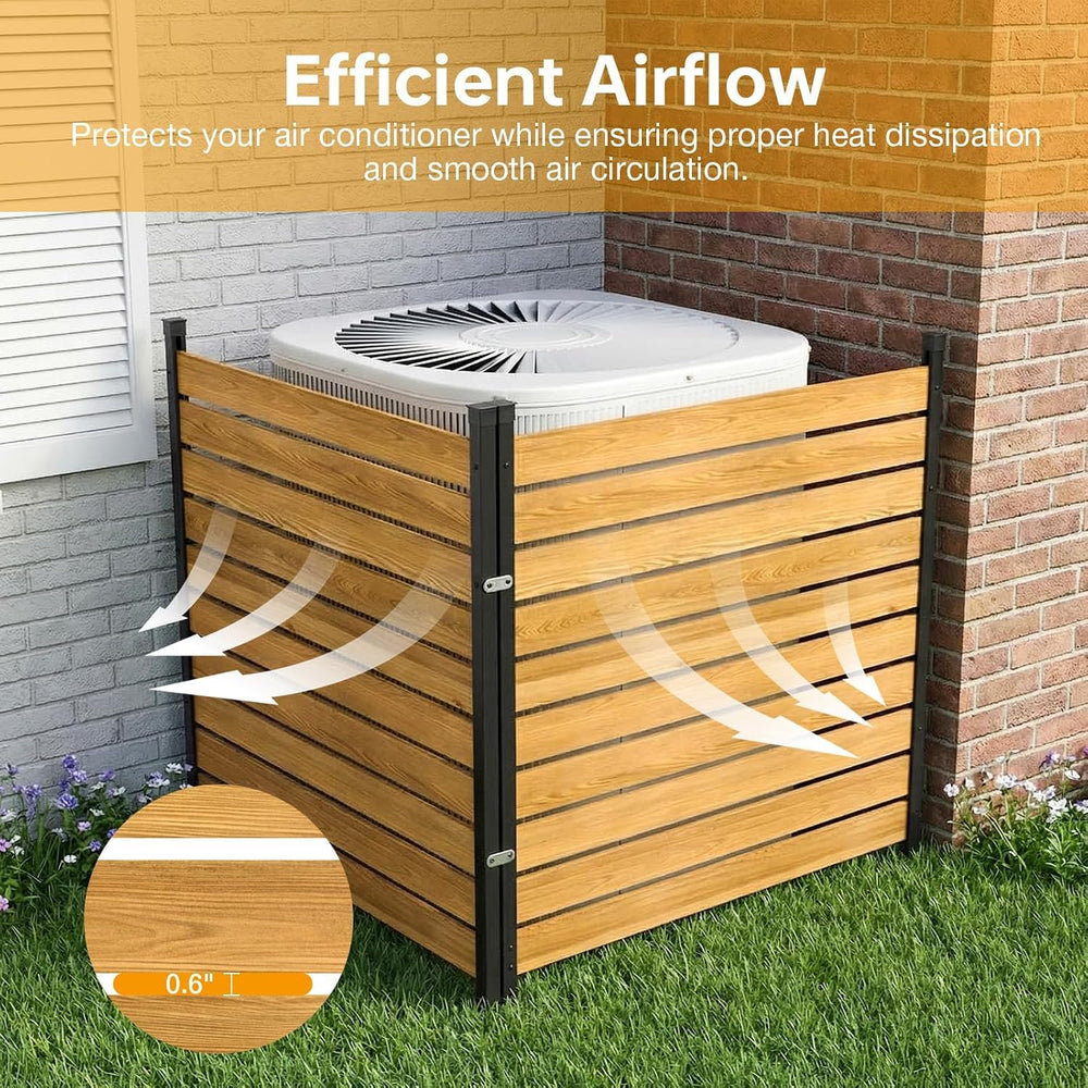 Aoxun 4 Panels Wood Privacy Screen, 41" x 38" No-Dig Air Conditione...