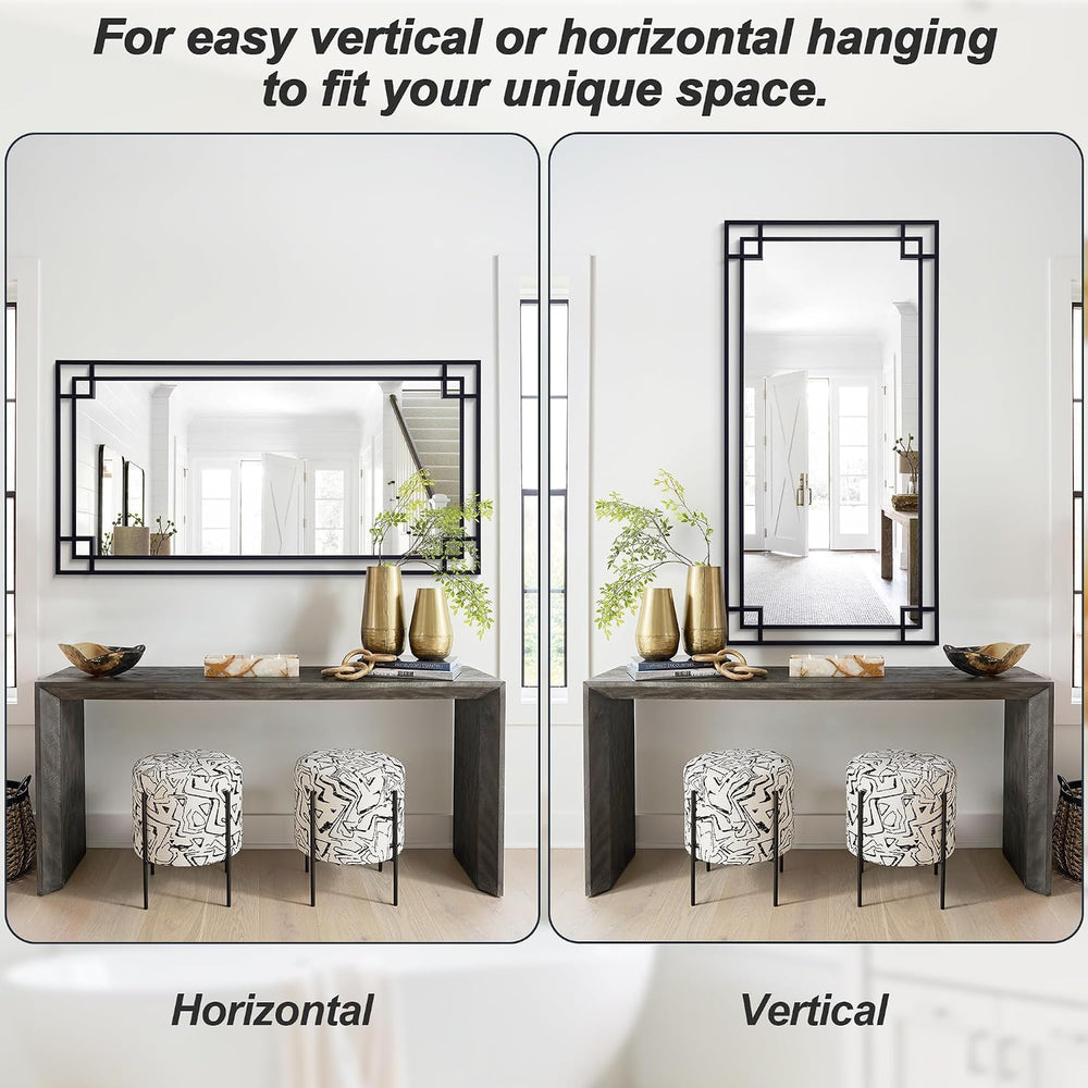 Chende 59''x30'' Large Rectangular Black Mirror for Decor wit...