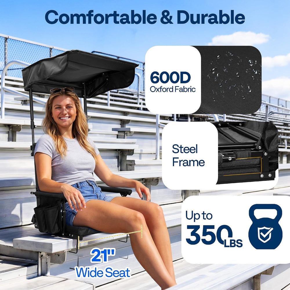 VIVOHOME Stadium Seat with Sunshade Canopy and Back Support for Sport Event