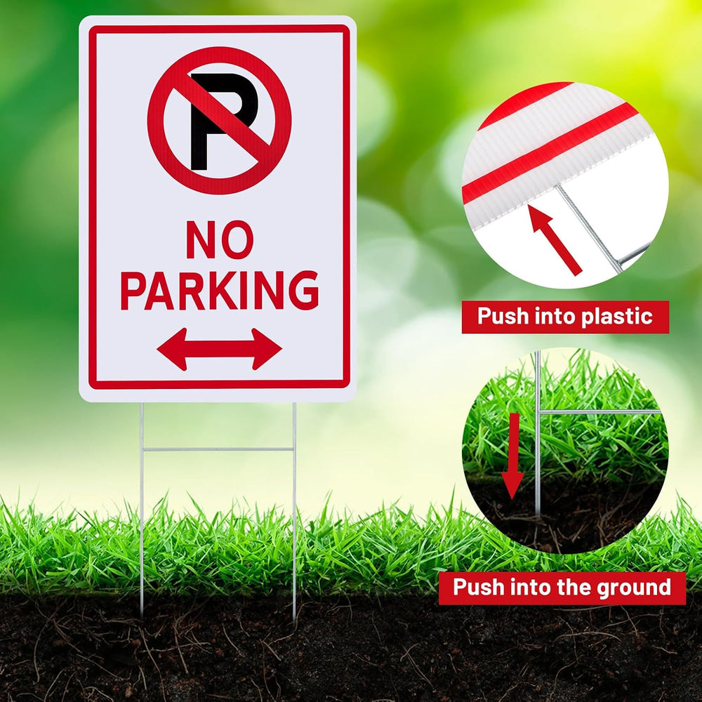 Kigley 8 Pcs No Parking Signs with Stake, 14 x 10" Double Sided Plastic