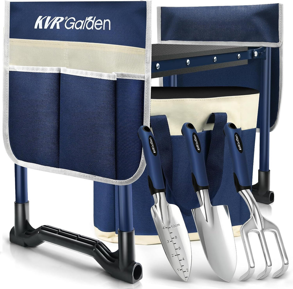 KVR Garden Kneeler and Seat Heavy Duty, 7-Piece Foldable Gardening Bench &amp...